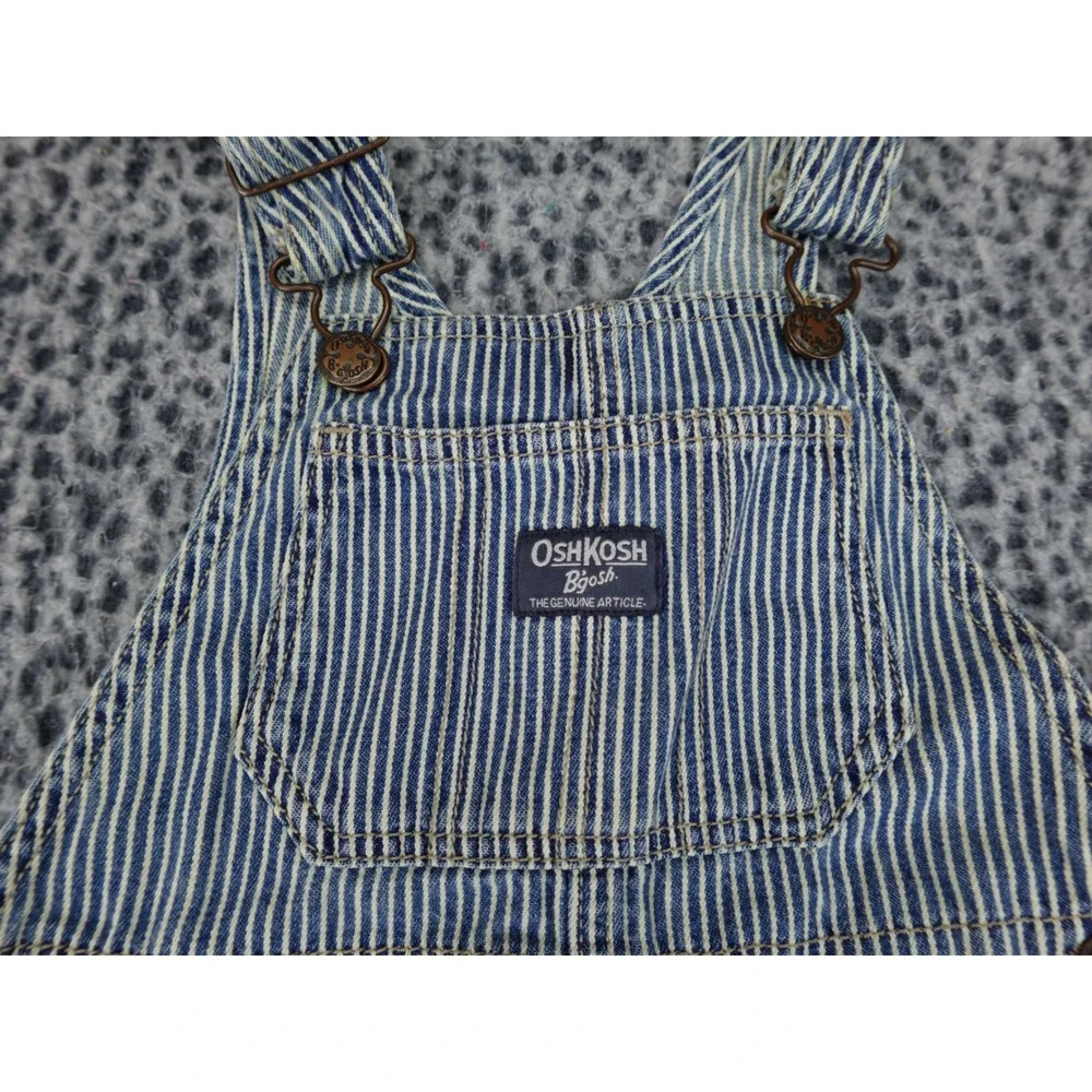 OshKosh Bgosh Hickory Stripe Denim Overalls Kids Blue White Vestbak Carpenter